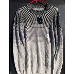 Alfani Men's Back Gray Ombre Textured Striped Ribbed Knit Sweater Size S